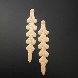 Ornate Wood Carving Acanthus Leaf Applique Furniture Cabinet Decor (2 Pcs)‎